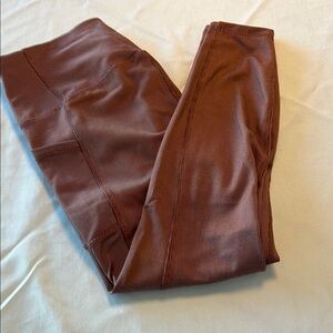 Burgundy/salmon pinstriped Leggings